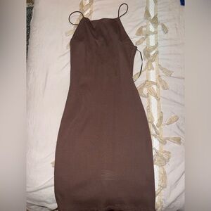 Elegant Brown Halter Dress